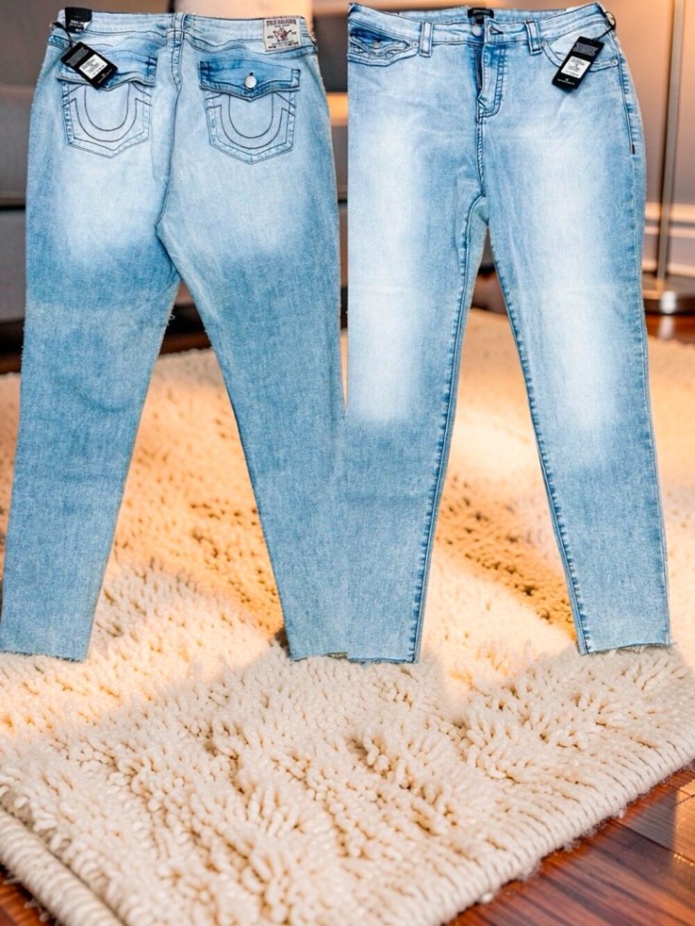 New True Religion Jennie Curvy Skinnty Women’s 38"x29" Y2K Frayed Raw Leg(83)